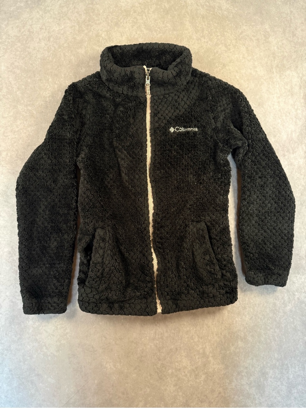 Girls Columbia Black Sherpa Fleece Zip Jacket Size Medium 10/12
